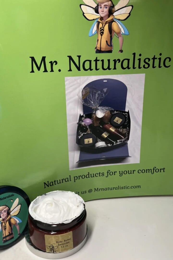 A sign advertising natural products for your comfort.